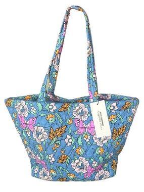 Vera Bradley Butterfly Floral Quilted Tote with Multicolor Blooms